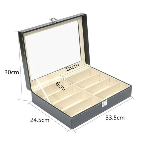 6/8 Grids PU Leather/Carbon Fiber Watch Box, watch winder box