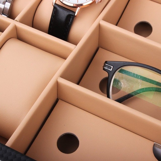 6/8 Grids PU Leather/Carbon Fiber Watch Box, watch winder box