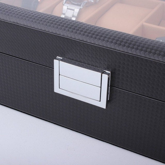 6/8 Grids PU Leather/Carbon Fiber Watch Box, watch winder box