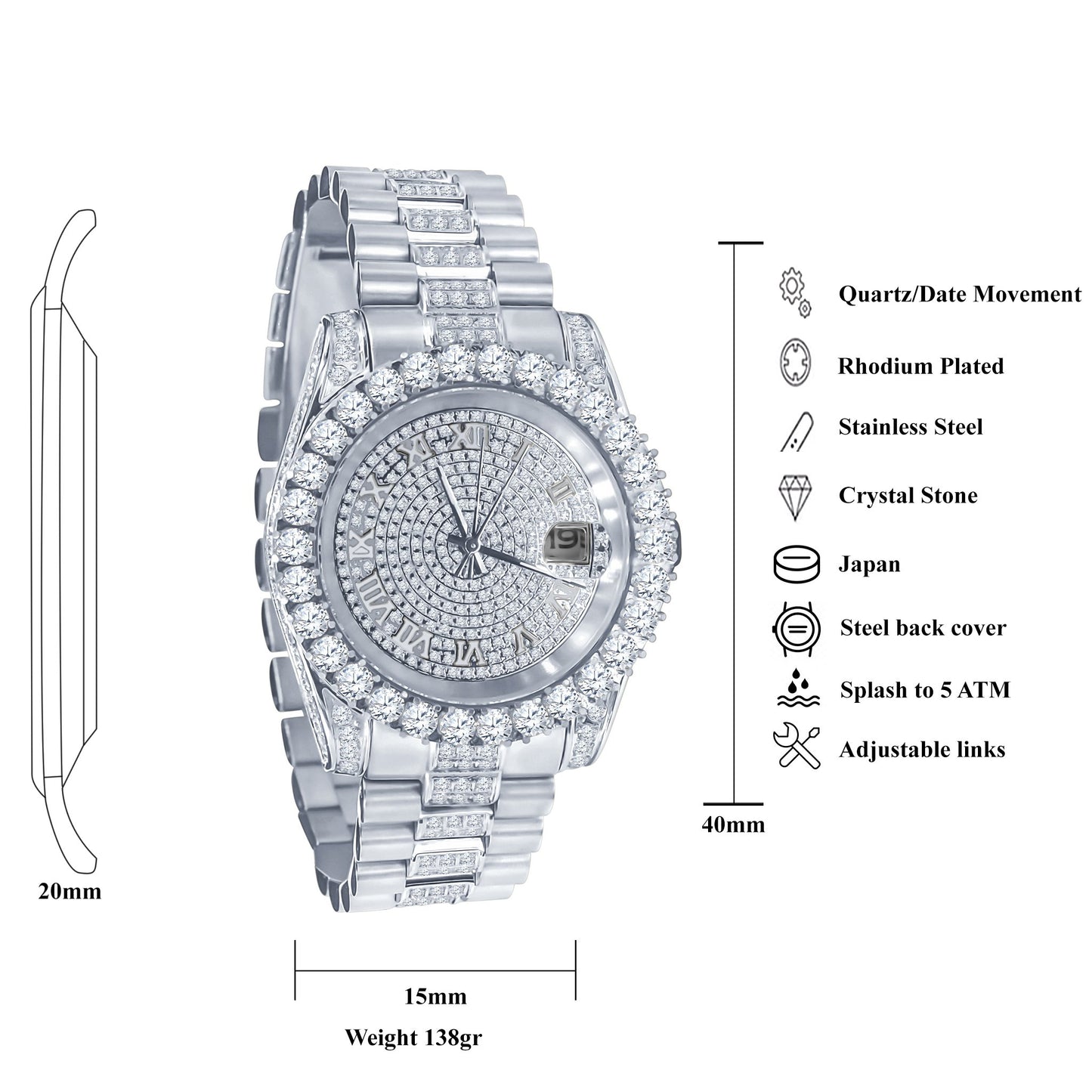 Forte Steel CZ Watch | 530301, Wrist Watch