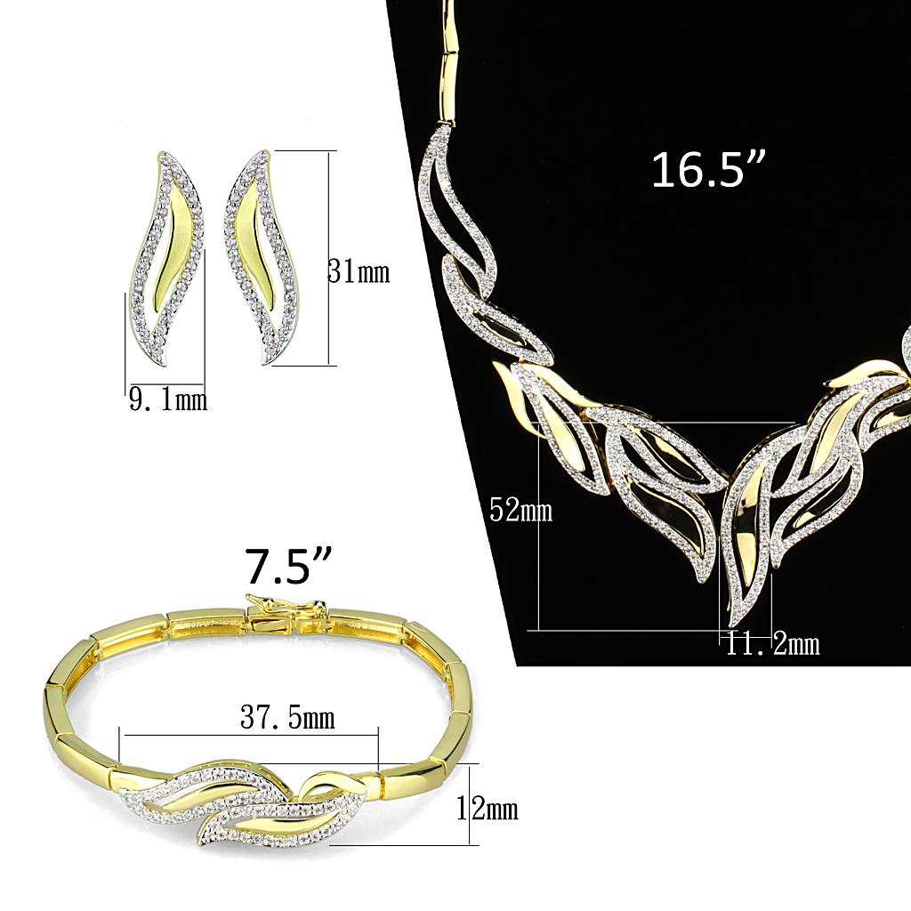 3W941 - Gold+Rhodium Brass Jewelry Sets, wedding sets, diamond necklace set