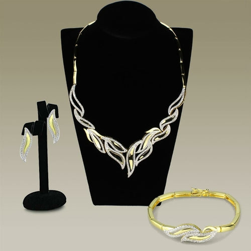 3W941 - Gold+Rhodium Brass Jewelry Sets, wedding sets, diamond necklace set